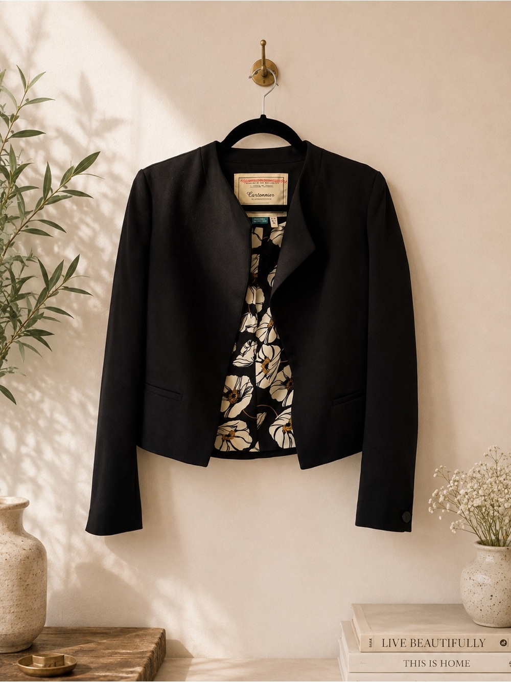 Anthropologie Cartonnier Black Cropped Blazer 0